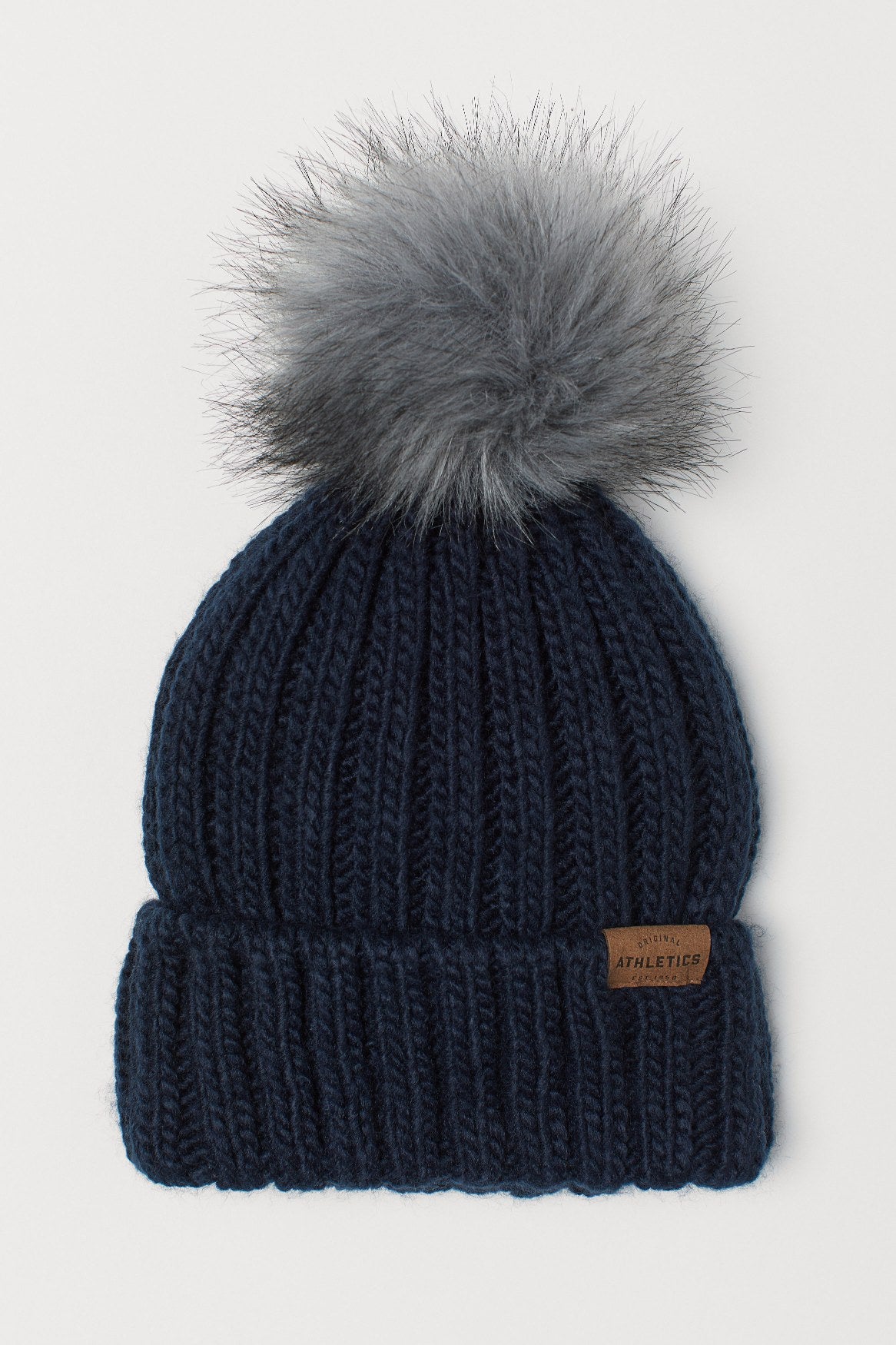 BEANIE KNIT CHUNKY FUR POMPOM