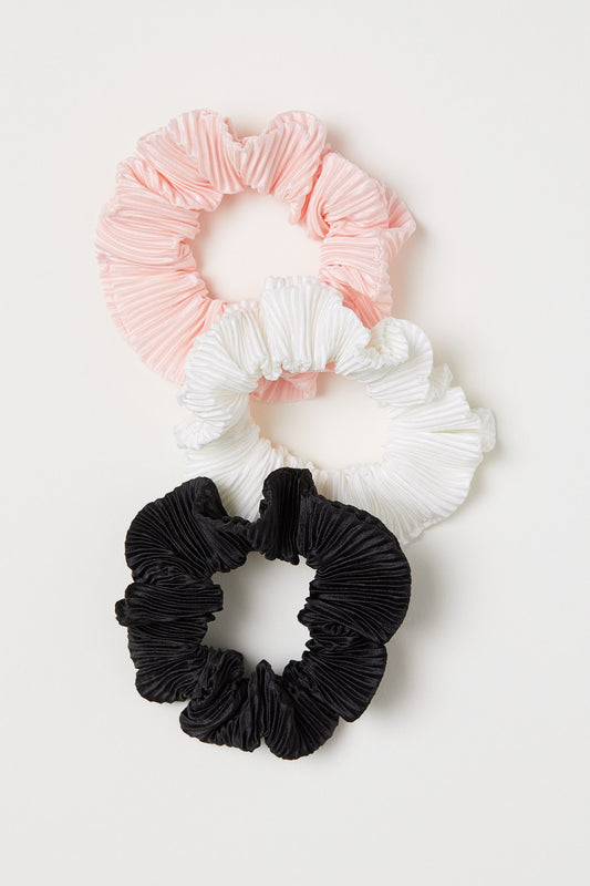 Pleated scrunchie 3 pack